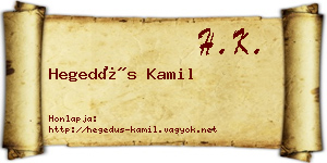 Hegedűs Kamil névjegykártya